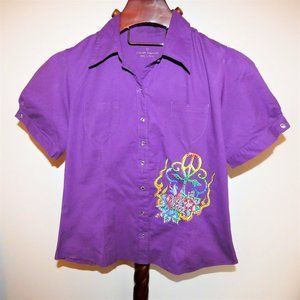 Impression embellished purple blouse/top/shirt